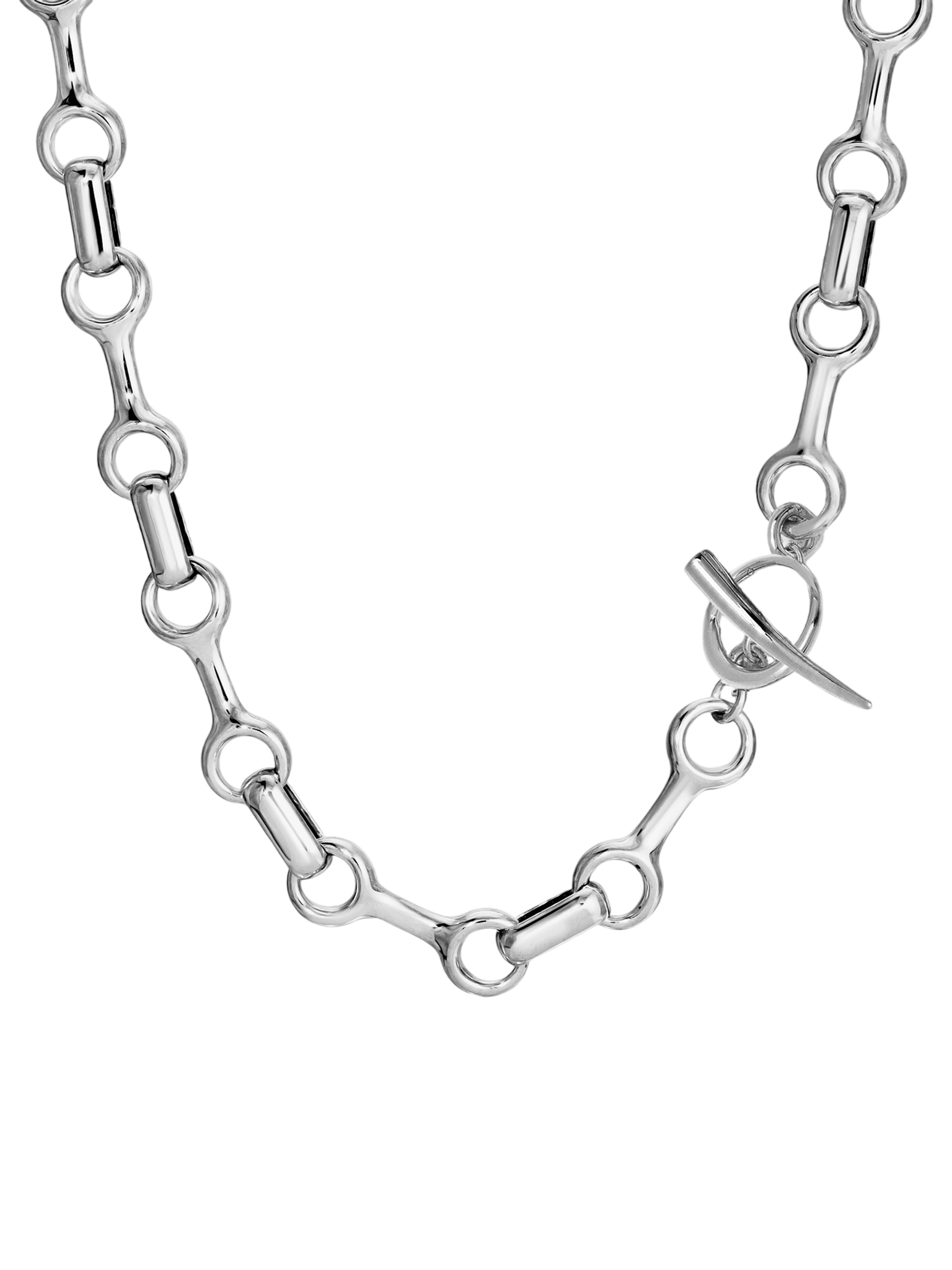 25 mm double beam chain necklace with tusk clasp sterling silver